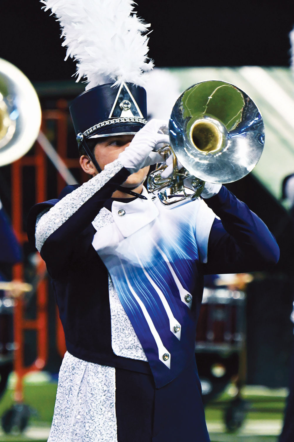 Drum and bugle corps march into Farmington 2